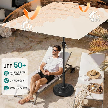 AreShark 8' x 10' Rectangle Patio Umbrellas for Outdoor, Outdoor Table Umbrella, Large Outdoor Patio Umbrellas with 8 Sturdy Ribs for Pool, Garden, Market (Cream-White)