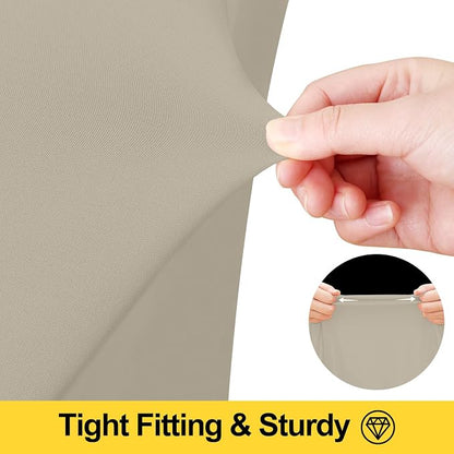 Smiry Spandex Elastic Fitted Table Cloth Skirt for 5FT Rectangle Table | Stretch Washable Table Cloth, Banquet Table Cover for Wedding, Party, Indoor & Trade Shows, (Taupe, 60Lx30Wx30H)