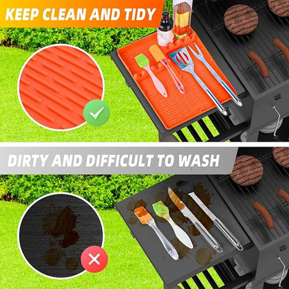 Silicone Griddle Mat Barbeque,Grill Accessories Tools for Blackstone,Blackstone Griddle Accessories,Grill Side Shelf Mat,Spatula Mat for Griddle for Kitchen,Cooking,Countertop（Orange）