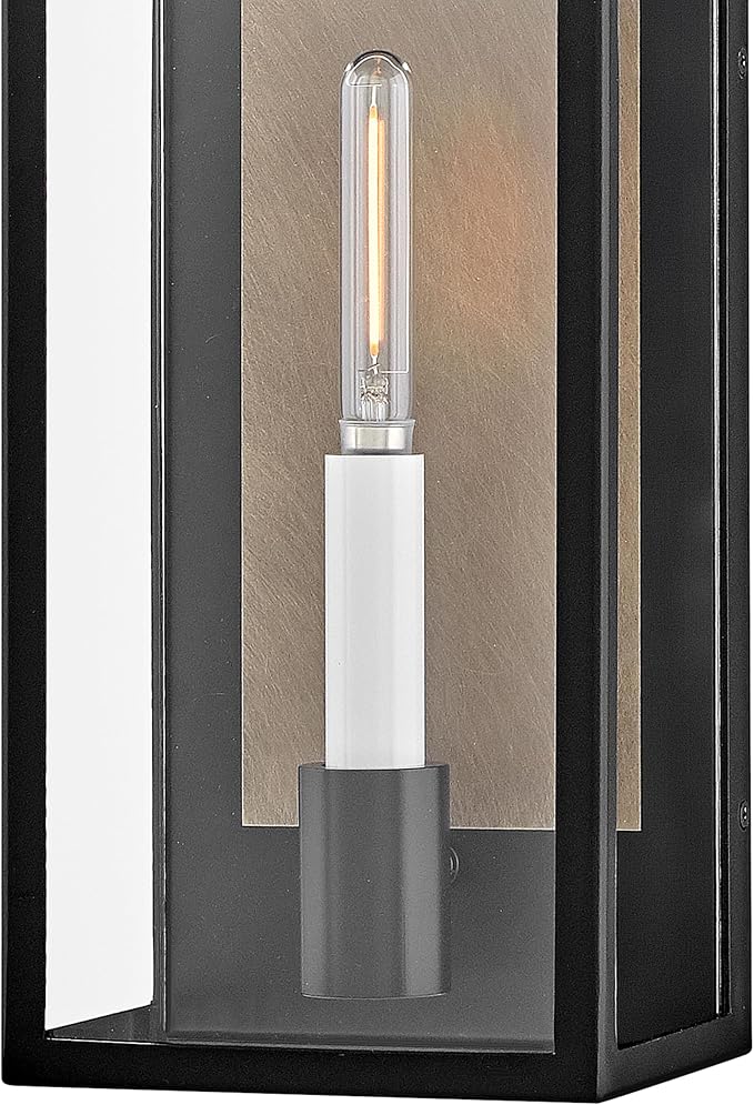 Hinkley Campbell Small Wall Mount Outdoor Lantern, Black/Burnished Bronze