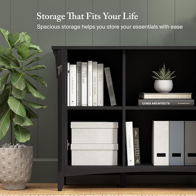 Bush Home Salinas Accent Storage Cabinet with Doors in Vintage Black