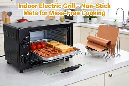 3-Pack Heavy Duty Non-Stick Grill Mats - Reusable BBQ Sheets for Gas, Charcoal & Electric Grills