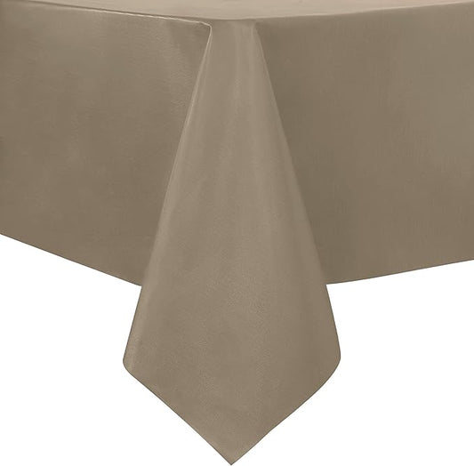 sancua Waterproof Rectangle Vinyl Tablecloth Table Cloth 54x78 Inch, Khaki | 100% Oil Spill Proof, PVC Material, Wipe Clean Table Cover for Dining Tables, Buffet Parties and Camping