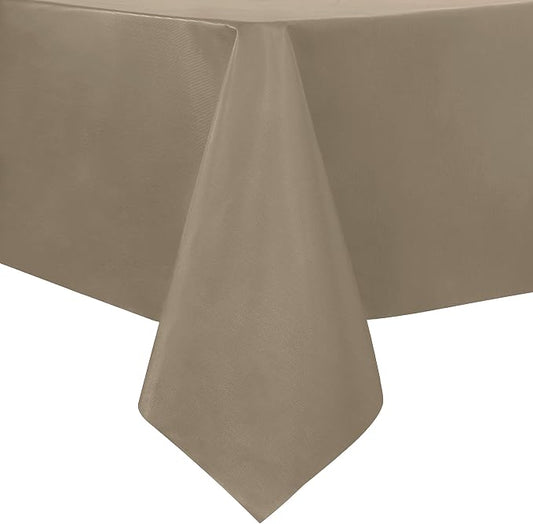 sancua Waterproof Rectangle Vinyl Tablecloth Table Cloth 60x84 Inch, Khaki | 100% Oil Spill Proof, PVC Material, Wipe Clean Table Cover for Dining Tables, Buffet Parties and Camping