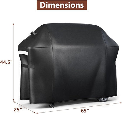 QuliMetal 65 Inches Grill Cover for Weber Genesis 2 4-Burner 400 Series, Heavy Duty Waterproof Outdoor BBQ Cover, Fade Resistant Barbecue Protector, 600D Waterproof, Compared to Weber 7131