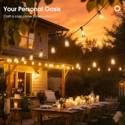 addlon 196FT Outdoor String Lights for Outside with APP Control Waterproof Patio Lights with Plastic ST38 LED Edison Bulbs Outdoor Lighting Extra Long for Backyard Bistro Porch Garden Pergola Party