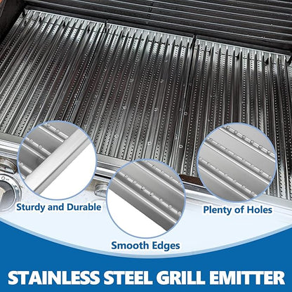 SafBbcue Emitter Plates Grill Replacement Parts for Charbroil Commercial 463241313 463241314 463241013, Stainless Steel & Cast Iron Grates for Charbroil Tru-Infrared 463247109 Grill Parts 3 Burner