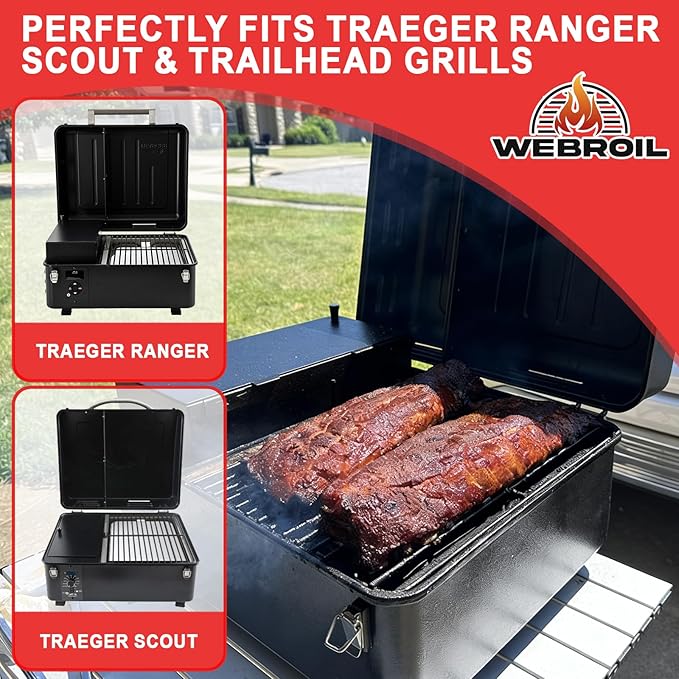 6 Packs BAC458 Drip Tray Liners for Traeger Ranger/Scout Series Grills, Heat-Resistant Foil Liners Replacement for Traeger Ranger Smoker Accessories, Aluminum Tray for Catching Grease 13.1" x 10.25"