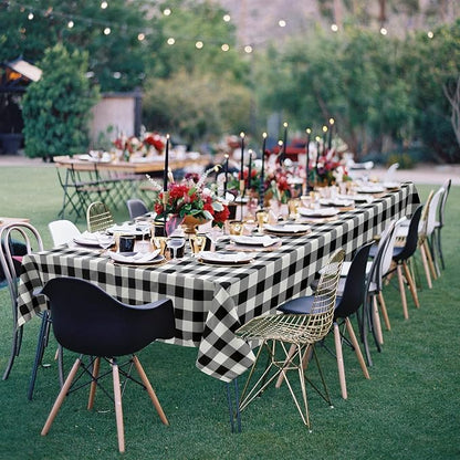 Hiasan Buffalo Plaid Tablecloth Waterproof, 2 Pack, 60 x 102 inch - Black and White Checkered Table Cloth Rectangle for Outdoor Picnic/Party/Dining