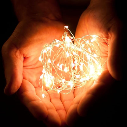 2-Pack 20 LED Wire Twinkle Fairy Lights, Battery Powered, Waterproof — Christmas, Holidays, Wedding, Party — Bedroom, Living Room — 6.5 Ft, Warm White, Indoor & Outdoor