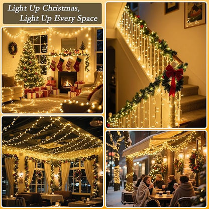 Soagrc132FT 400 LED Warm White String Lights, 8 Modes Fairy Lights with Timer, Waterproof & Durable Indoor Outdoor Decor for Garden, Patio, Party