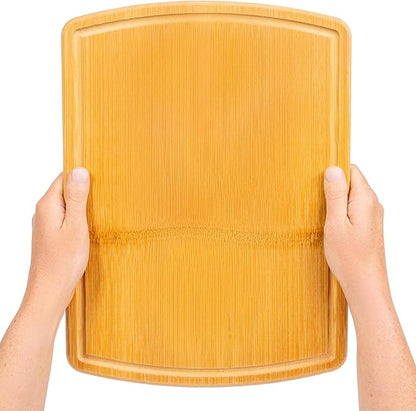 Bamboo Cutting Board – 15 Inch Wood Cutting Boards for Kitchen with Glue-Free Surface™ & Juice Groove – Non-Toxic, FSC-Certified, Durable Wooden Chopping Board