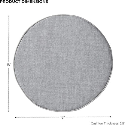 Set of 2 Outdoor 18 inch Round Patio Dining Chair Pads – Comfortable Fiber-Filled Seat Cushions with Ties, Reversible Polyester Fabric - Heather Gray