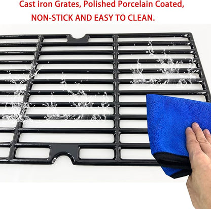 Parts DC121 16 7/8" Polished Porcelain Coated Cast Iron Grill Grates Replacement for Charbroil 463432215, 463436213, 463436214, 463436215, 463441312, 463441514, Thermos 461442114 Grills