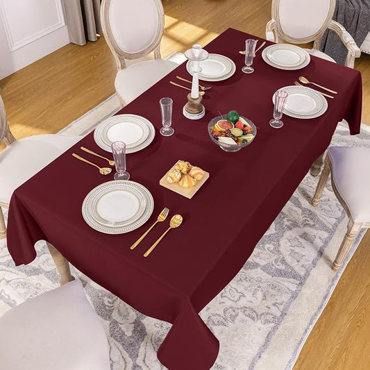 Softalker Rectangle Tablecloth, Waterproof & Stain Resistant Table Cloths Wrinkle Free Fabric Washable Polyester Table Cover for Spring/Party/Outdoor/Wedding - 60 x 84 inch,Burgundy