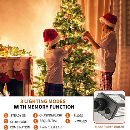 MZD8391 105FT 300LED Christmas Light, Waterproof Christmas Tree Light | Warm White, 100% UL List, 8 Light Mode,Timer/Memory, End To End Connect,Christmas String Light Oudoor Indoor Decoration