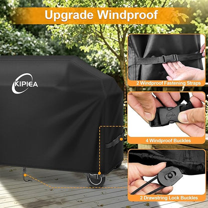 Kipiea Heavy Duty Grill Cover for Traeger Ironwood XL/Timberline XL, 600D Oxford Wood Pellet Smoker Covers Waterproof & Windproof, Pellet BBQ Grill Cover for Outside Anti-UV, No Tear, No Fading