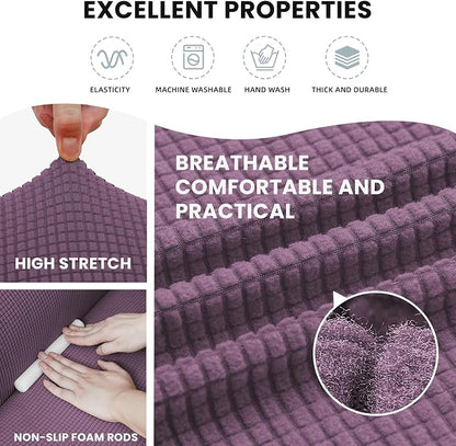 LURKA Stretch Chair Cover for Sofa, 1 Piece Armchair Slipcover, Purple | Soft Stretch Jacquard, Fits 31"-55" Armchairs, Elastic Bottom for Secure Fit, Machine Washable, Pet & Kid Friendly