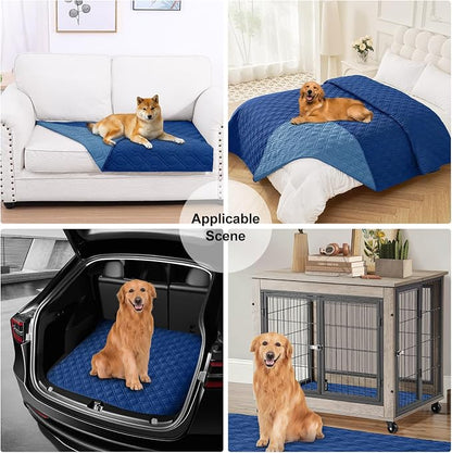 Smiry Reversible Waterproof Pet Couch Covers for Sofa | Washable Dog Couch Sofa Covers, Water Resistant Furniture Protector Slipcover, Geometric (30"x53", Navy/Blue)