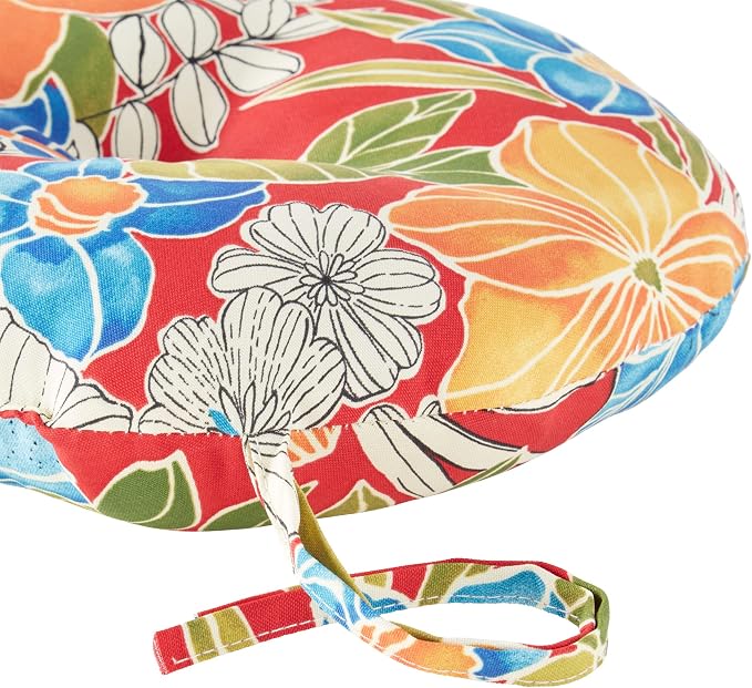 Greendale Home Fashions Aloha Crimson Outdoor 15-inch Bistro Seat Cushion, Set of 2