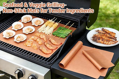 3-Pack Heavy Duty Non-Stick Grill Mats - Reusable BBQ Sheets for Gas, Charcoal & Electric Grills