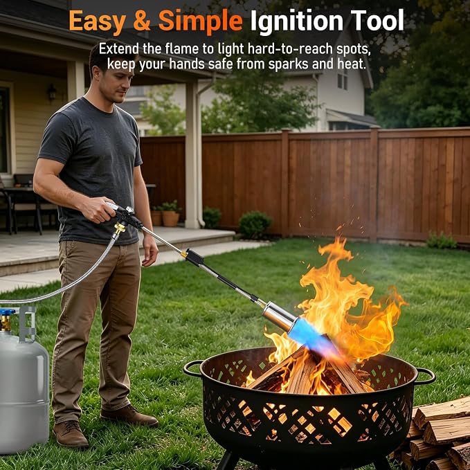 Sondiko Propane Torch Weed Burner with 10 FT Hose, High Output Weed Torch | 30" Detachable Long Arm Heavy Duty Blow Torch with Flame Control(Tank Not Included)