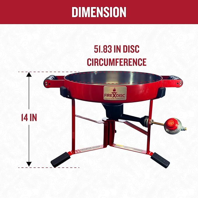 FIREDISC 215 Limited Edition Ultra Portable Tabletop Propane Cooker in Fireman Red TCGFD215R, 16.5-in. Plow Disc Camping Stove is an Ideal Portable Stove, Tailgate Grill, or Propane Outdoor Cooking