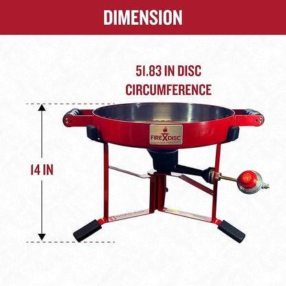 FIREDISC 215 Limited Edition Ultra Portable Tabletop Propane Cooker in Fireman Red TCGFD215R, 16.5-in. Plow Disc Camping Stove is an Ideal Portable Stove, Tailgate Grill, or Propane Outdoor Cooking