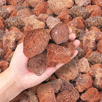 GasSaf 10 Pounds Red Lava Rocks for Fire Pit, Gas Fireplace, Gas Fire Tables, Gas Log Set, Fire Bowls, Decorative Landscaping Rocks for Indoor and Outdoor (2.75-5 Inch)