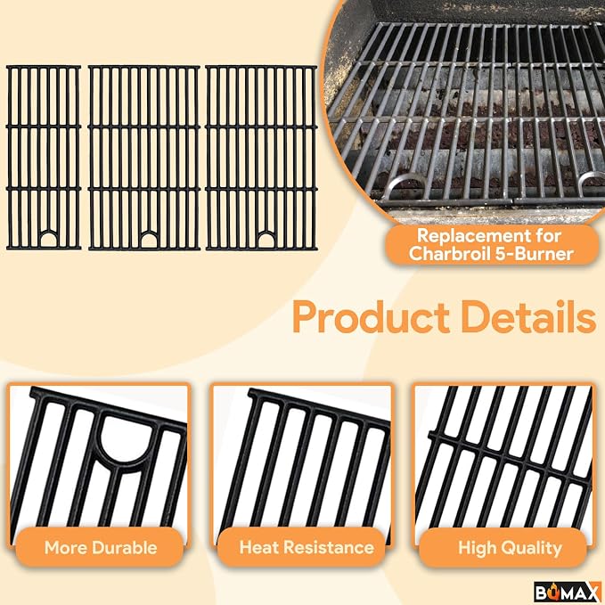 BQMAX 17 Inch Grill Grate for Charbroil Performance 5 Burner Grill 463449021 463451022 463448021 463450022 463455021 G426-0005-W1, Cooking Grate for Charbroil Grill Replacement Parts 5 Burner