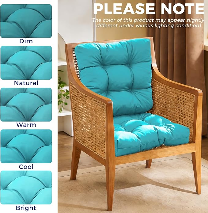 IASEAHK Outdoor Chair Cushions Set of 4, 19" x 19" x 5", Waterproof Outdoor Seat Cushions for Patio Furniture, Fade-Resistant Patio Chair Cushion, Dining Wicker Chair Pads for Porch Garden, Teal