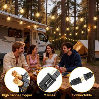 Mlambert 100FT(4x25FT) G40 LED Outdoor String Lights, Plug-in Waterproof Patio Lights with 40+3 LED Bulbs, Porch Lights for Backyard Party Decor, Black
