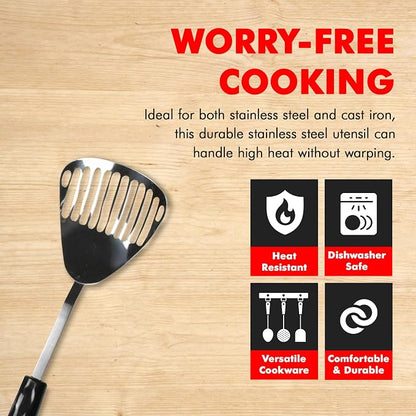 Chef Craft Select Slotted Sturdy Skimmer, 13 inch, Stainless Steel