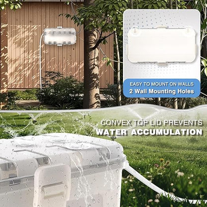 Flemoon Medium Outdoor Electrical Box Waterproof with Clear Lid, Weatherproof Extension Cord Cover for Photocell Light Sensor Timer, Power Strip, Outlet, Plug, Socket, Transparent and White