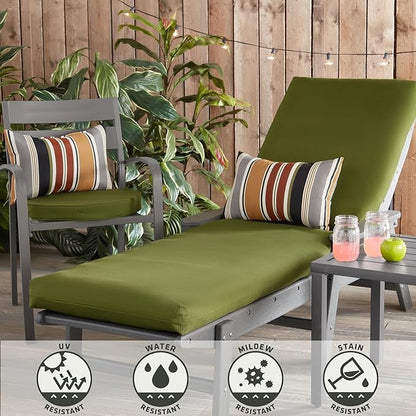 Outdoor Reversible Chaise Lounge Chair Cushion, Juniper