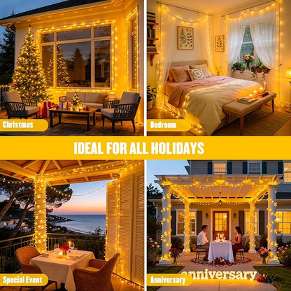 JMEXSUSS 1000 LED 328 FT Warm White Christmas Lights, 8 Modes String Lights Outdoor Waterproof for Christmas Classroom Dorm Patio Decor