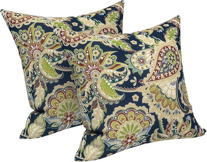 LVTXIII 2 Pack Outdoor Pillow Covers ONLY 18x18 Inch, Water-Repellent Square Decorative Cushion Covers for Patio Furniture, Garden, Sofa, Paisley Bloom