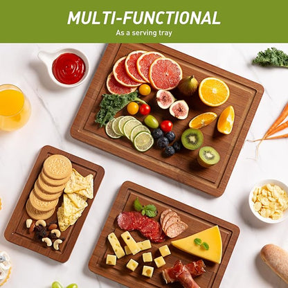 6 Packs Bamboo Cutting Board Set with Non Slip Feet and Over Sink Nice Solid Thick Wood Juice Groove Chopping Board Extra Large Big Small Best Hardwood Kitchen Counter Organic Vegetable