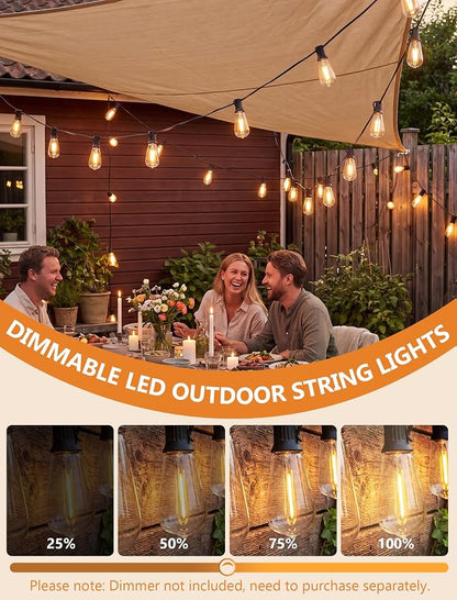GOOTHY LED Outdoor String Lights 45Ft Patio Lights with 32 Shatterproof ST40 Vintage Edison Bulbs (2 Spare), Hanging Outdoor Light UL Listed for Porch Garden Backyard Balcony Decor