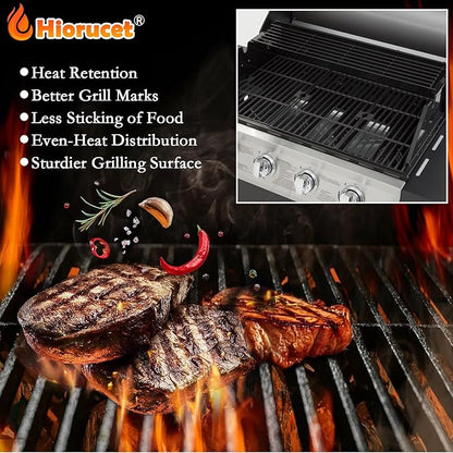 Hiorucet Grill Grease Tray Replacement Parts for Dyna Glo DGF493BNP, Backyard Grill BY13-101-001-12, Adjustable 24''-30'' Drip Pan, Grid Cooking Grates, Heat Plate Tent Shields, Burner and Igniter.