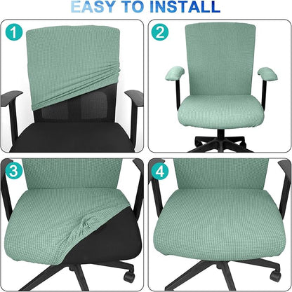 Tallew 4 Pcs Office Chair Covers Stretchable Armrest Seat,XL,Pea Green | Universal Fit Office Desk Chairs, Protective Seat Backrest Slipcovers, Stretchable Prevent Wear, Easy Install for Rotating