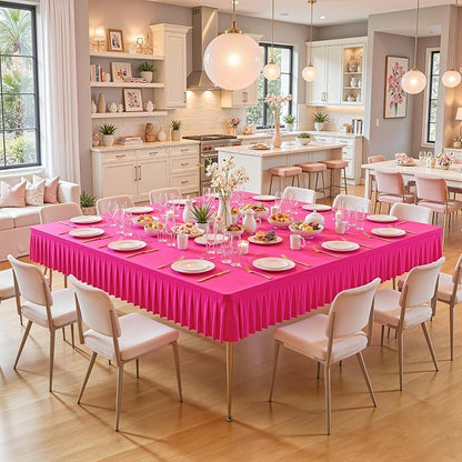 PARTISKY Hot Pink Spandex Square Tablecloths 60x60 Inch, Wrinkle Free Fitted Card Table Cloth Stretch Square Table Cover for Kitchen Dinner, Holiday Party, Wedding Banquet, Display Trade Show