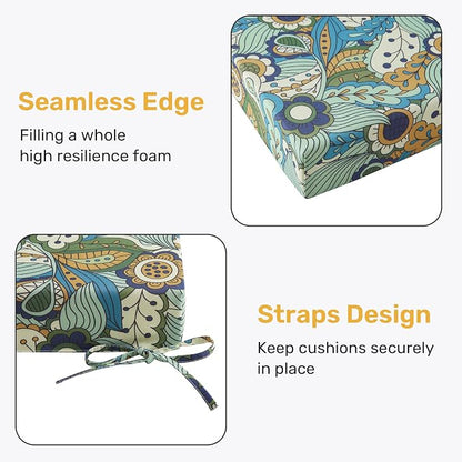Outdoor Chair Cushions, Set of 4, 24"*24"*4", Water Resistant, Sun Flower | High-Density Foam Patio Cushions with Ties, UV & Fade Resistant, Square Corner Seat Cushions for Outdoor Furniture