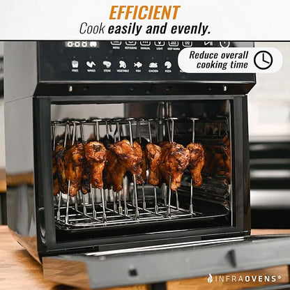 INFRAOVENS Air Fryer Rack for Ninja Woodfire Pizza Oven, 8-in-1 Outdoor Oven, Smoker, Stainless Steel Accessories for OO100 OO101 OO101B, Airfryer Skewer Stand, Kabobs and Rib Barbecue BBQ Rack
