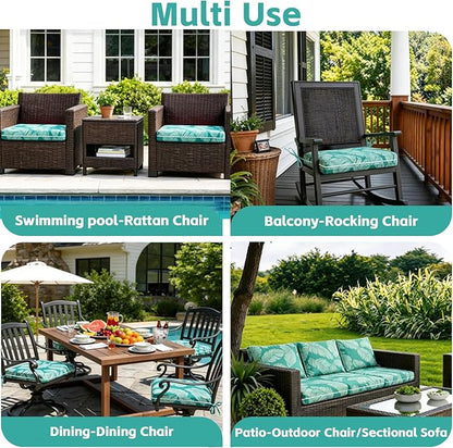 COZYVIDA Outdoor Chair Cushions Set of 4, 20"x20" Square Seat Pads with Tie Straps and YKK Zippers, 30D High-Density Foam, Water-Resistant Fabric,UV-Resistant 1000+ Hrs