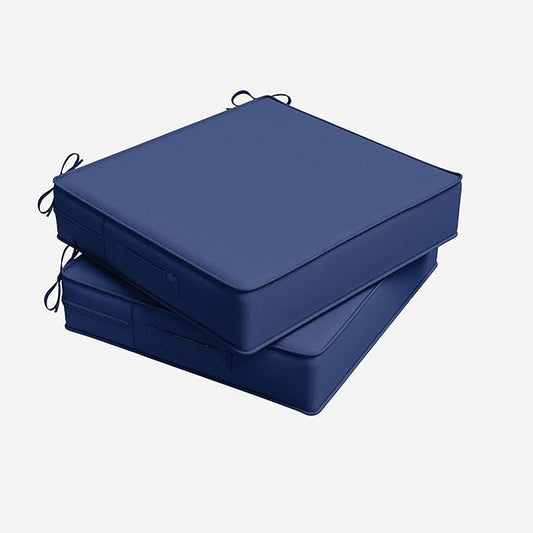 Outdoor Chair Cushion 18.5 x 16 x 4 Inches Patio Furniture Outdoor Waterproof Seat Cushion, Patio Chair Cushion with Handles and Ties, Square Dining Chair Cushion Set of 2, Blue