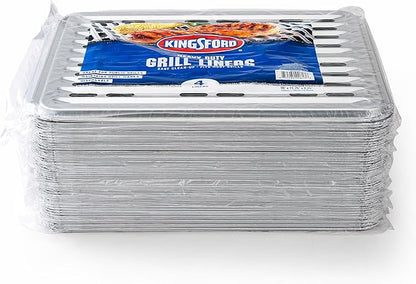 Kingsford Disposable Grill Liners, Heavy Duty Aluminum Foil Grill Toppers for Outdoor BBQ Grills, Helps Prevent Food and Sauce Falling Through Grates, 16 x 11.75 in, 4 Count