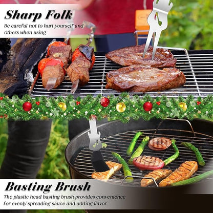 Jingmore 4 Pcs Guitar Gifts for Dad Men Father's Day Grill BBQ Guitar Gift Spatula Tong Fork Heavy Duty Stainless Steel Barbecue Utensils Grilling Accessories Set for Music Lover Enthusiast Birthday