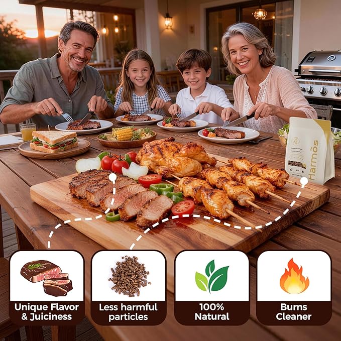 Harmos 4-Wood Pellets: Peruvian BBQ, Premium Hardwood Pellets for Smokers, 2 Sealed Packs