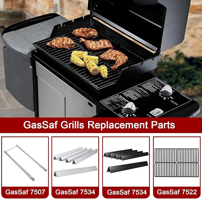 GasSaf Burner Tube Set Replacement for Weber 7507, Spirit S-200, S-210, E-200, E-210, Spirit 500 and 500LX, Genesis Silver A Grill Parts, 27 inch 304 Stainless Steel Gas Grill Burner Tube Kit